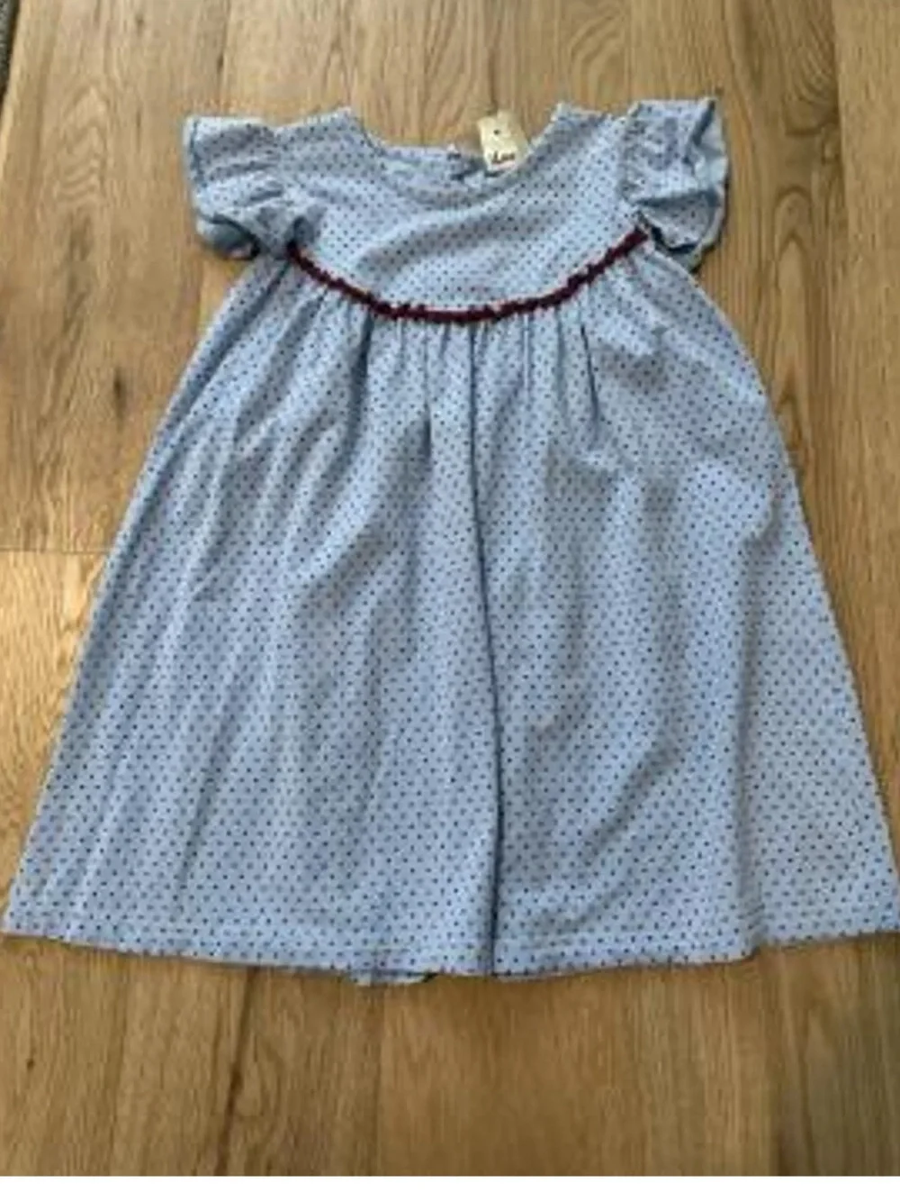 Matilda Jane Light Blue Polka Dot Dress with Red Trim